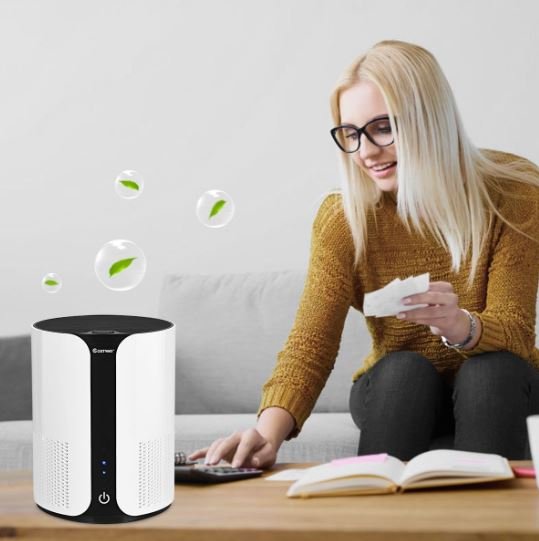 Powerful Silent Air Purifier CADR 150m3/h 21 x 21 x 28CM White