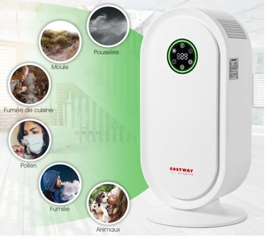 Air Purifier with Smart Sensor System Timer LED Display Panel