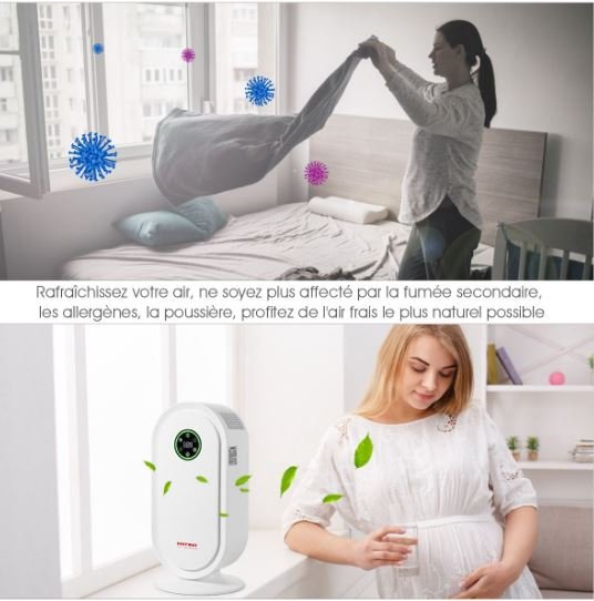 Air Purifier with Smart Sensor System Timer LED Display Panel
