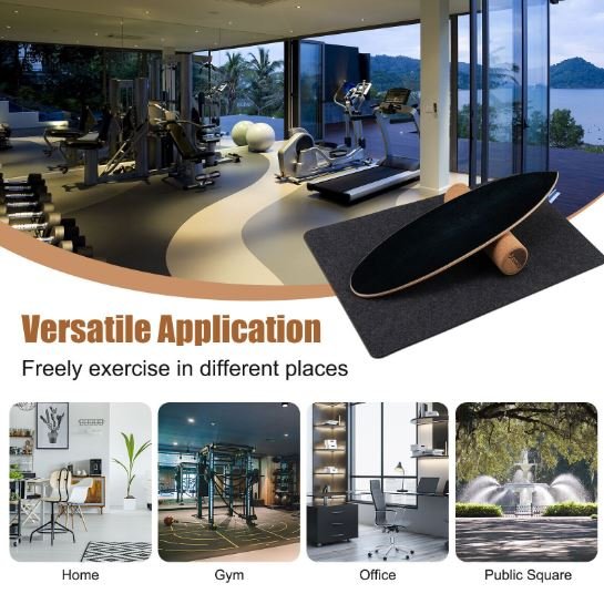 Balance Training Board with Roller and Non-Slip Mat Green