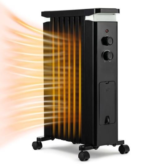 Oil Electric Radiator Space Heater 1500W 3 Adjustable Heats Dryer Double Protection