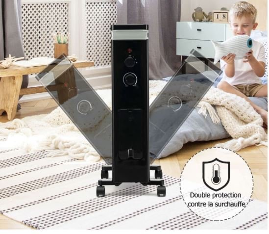 Oil Electric Radiator Space Heater 1500W 3 Adjustable Heats Dryer Double Protection