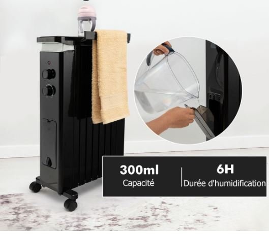 Oil Electric Radiator Space Heater 1500W 3 Adjustable Heats Dryer Double Protection