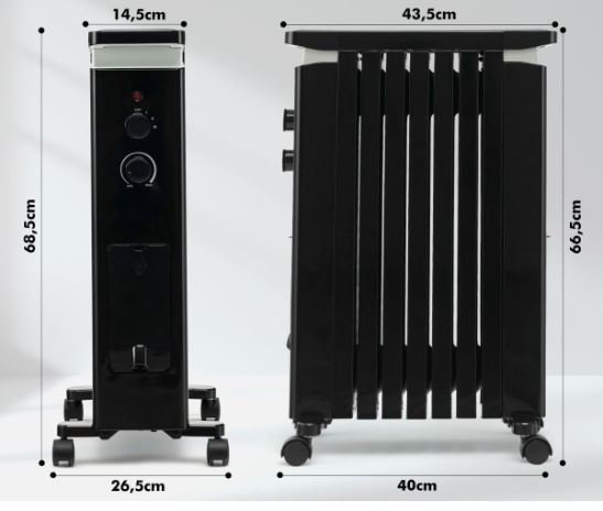 Oil Electric Radiator Space Heater 1500W 3 Adjustable Heats Dryer Double Protection
