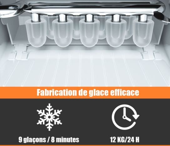 Ice Maker 12KG/24H 9 Ice Cubes per 8 Min with 1.6L Tank Self-Cleaning