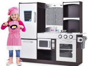 Children's Kitchen in Non-Toxic Fir with 2-Tier Refrigerator, Sink, Oven
