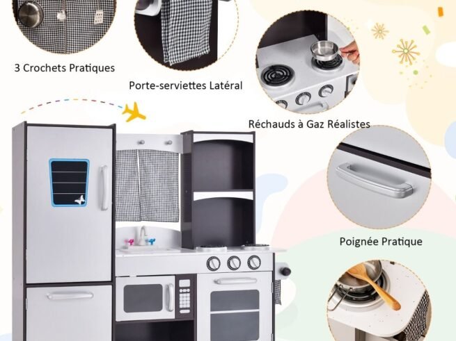 Children's Kitchen in Non-Toxic Fir with 2-Tier Refrigerator, Sink, Oven