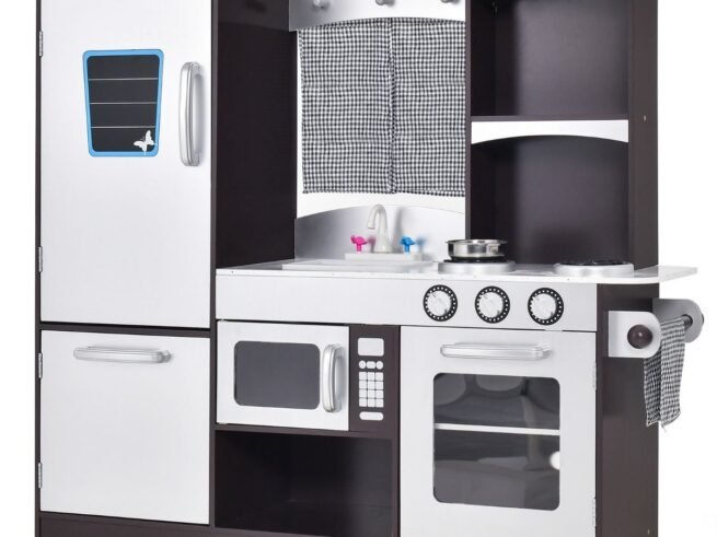 Children's Kitchen in Non-Toxic Fir with 2-Tier Refrigerator, Sink, Oven