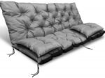 Garden Cushion 150x60x50 cm + 2 Swing Bench Cushions Waterproof Gray