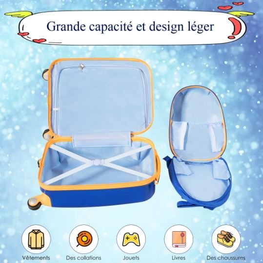 18" Children's Suitcase and 12" Backpack Hand Luggage with 4 Wheels
