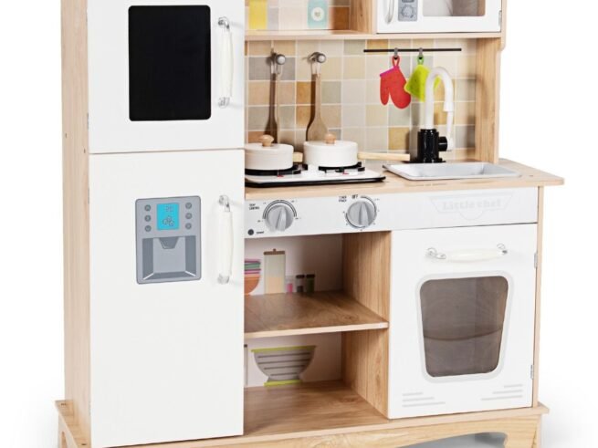 Children Kitchen with Microwave Oven Faucet 5 Accessories Imitation Toy