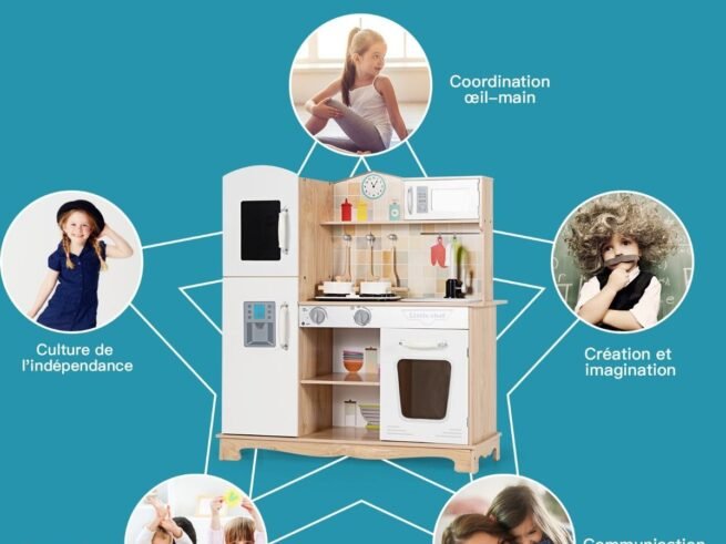 Children Kitchen with Microwave Oven Faucet 5 Accessories Imitation Toy