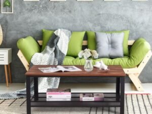 Industrial Coffee Table Modern Wood Metal 106 x 60 x 45 cm