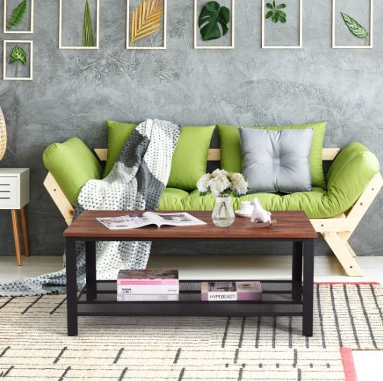 Industrial Coffee Table Modern Wood Metal 106 x 60 x 45 cm