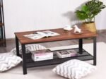 Industrial Coffee Table Modern Wood Metal 106 x 60 x 45 cm