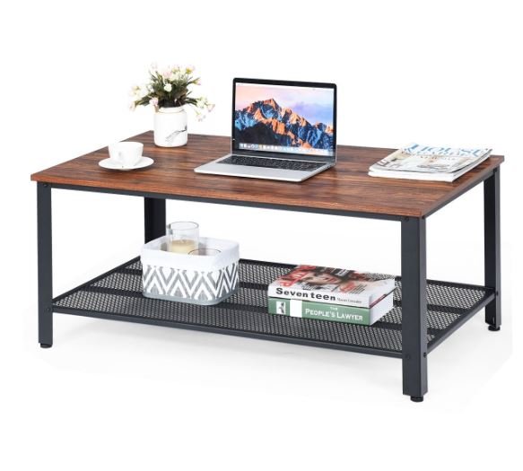 Industrial Coffee Table Modern Wood Metal 106 x 60 x 45 cm