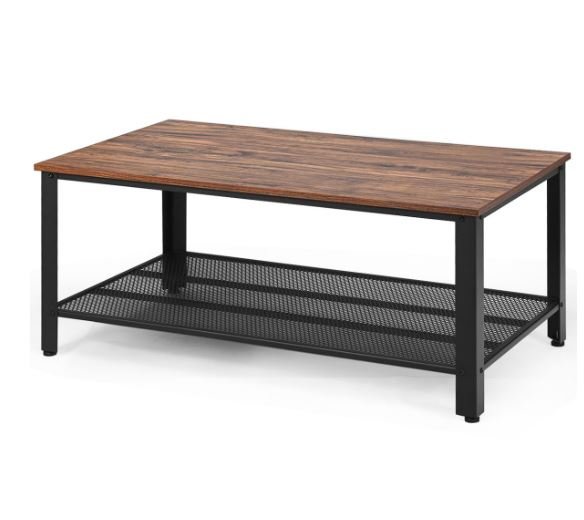 Industrial Coffee Table Modern Wood Metal 106 x 60 x 45 cm
