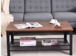 Industrial Coffee Table Modern Wood Metal 106 x 60 x 45 cm