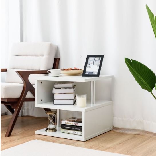 Coffee Table Side Tables with Integrated Magazine Rack 50 x 50 x 50cm