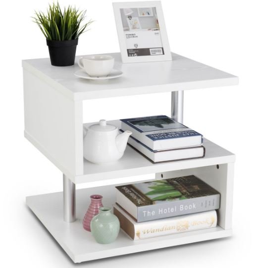 Coffee Table Side Tables with Integrated Magazine Rack 50 x 50 x 50cm