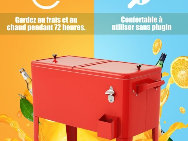 76 Liter Cooler Ice Cart Universal Casters and Bottom Shelf for Storing Ice and Drinks