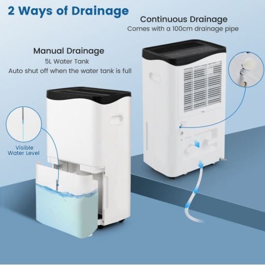 Portable 50L/Day Dehumidifier with App and Wifi 5L Water Tank 60 ㎡