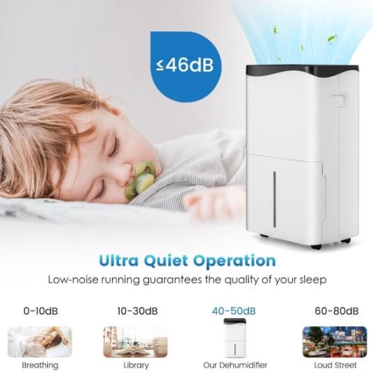 Portable 50L/Day Dehumidifier with App and Wifi 5L Water Tank 60 ㎡
