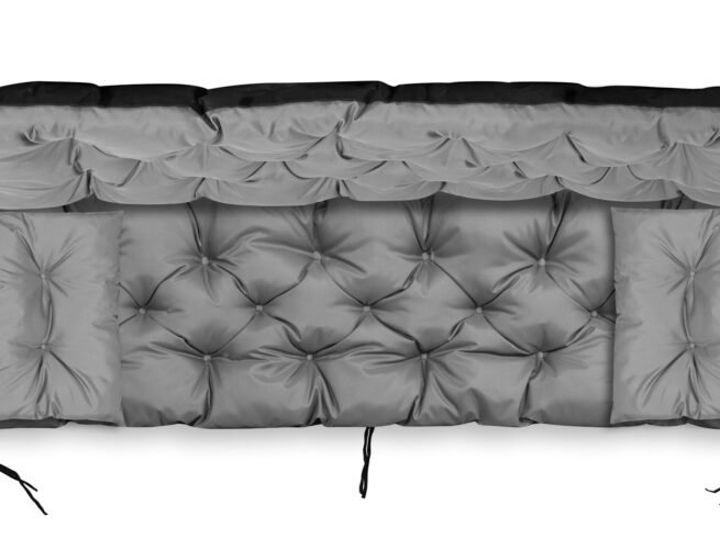 Garden Cushion 150x60x50 cm + 2 Swing Bench Cushions Waterproof Gray