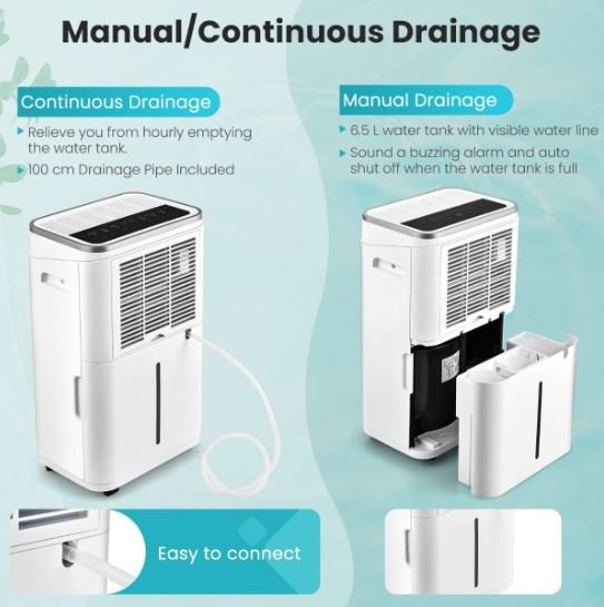Portable Dehumidifier 25L/Day 30m2 with 6.5L Tank 24H Timer