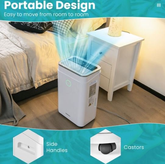 Portable Dehumidifier 25L/Day 30m2 with 6.5L Tank 24H Timer