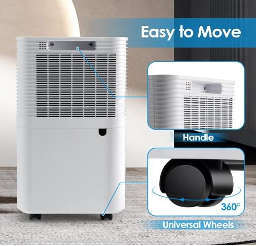 Dehumidifier 14L/Day 2L Water Tank 24H Timer 3 Modes 2 Speeds Automatic