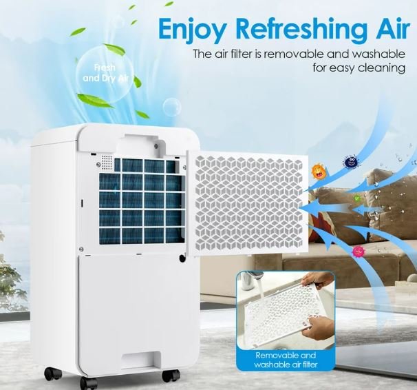Portable Dehumidifier 15L/Day 15m2 with 2L Tank 24H Timer