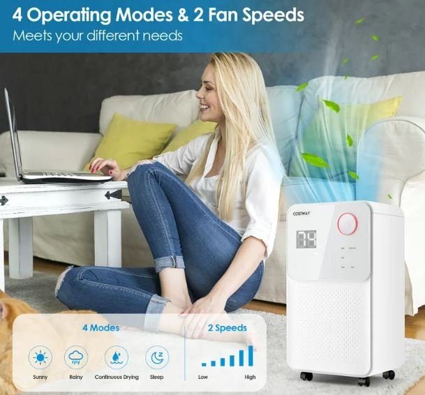 Portable Dehumidifier 15L/Day 15m2 with 2L Tank 24H Timer