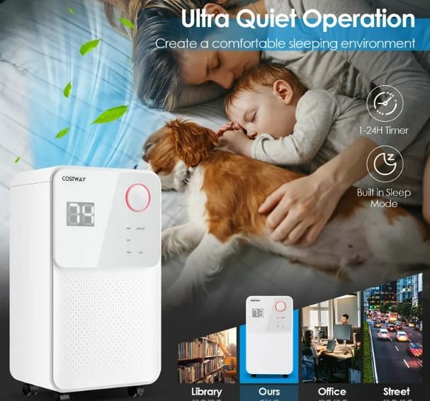 Portable Dehumidifier 15L/Day 15m2 with 2L Tank 24H Timer