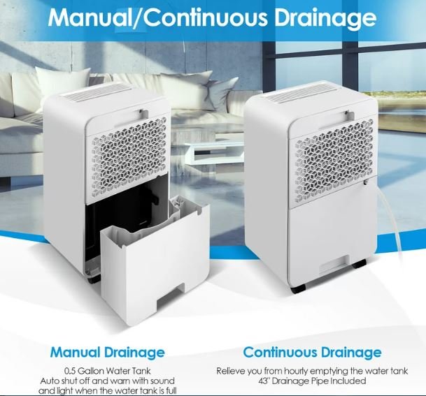 Portable Dehumidifier 15L/Day 15m2 with 2L Tank 24H Timer