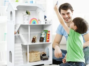 Wooden Dollhouse/Bookcase 3-Tier Anti-Dumping Device Storage Compartment