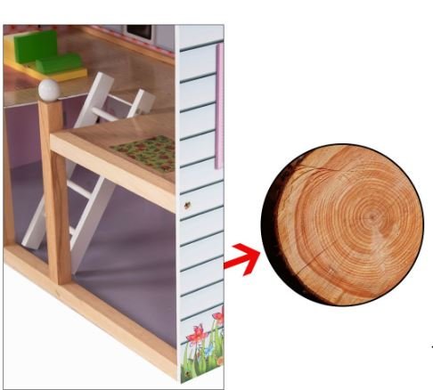 Wooden Doll House 4-Story Villa Dream Dollhouse with Accessories