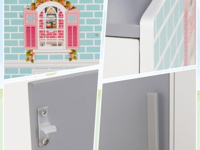 2in1 Dolls House with Children's Kitchen Accessories, Sound, Lights