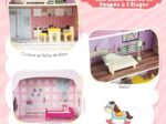 2 in 1 Dolls House with Kitchen 9 Accessories Playhouse