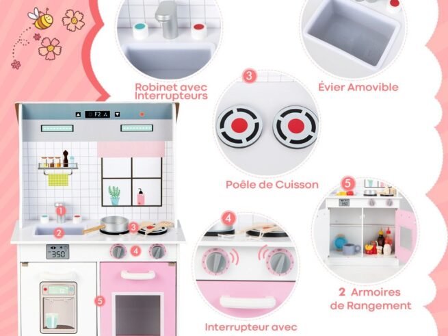 2 in 1 Dolls House with Kitchen 9 Accessories Playhouse