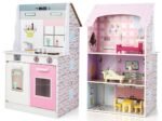 2 in 1 Dolls House with Kitchen 9 Accessories Playhouse
