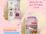 2 in 1 Dolls House with Kitchen 9 Accessories Playhouse