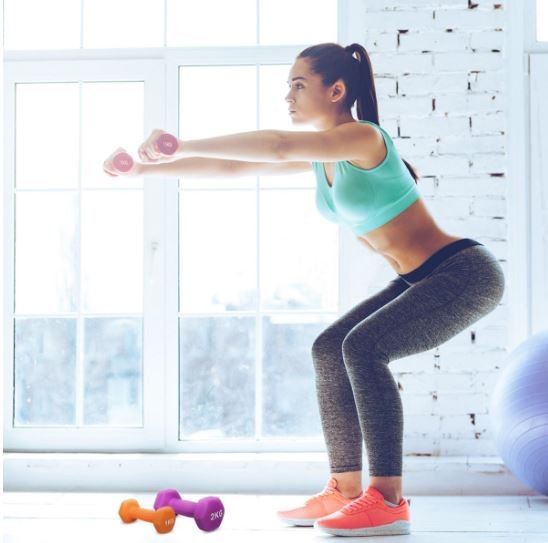 3 Pairs Dumbbells with Storage Rack 1/1,5/2kg Set