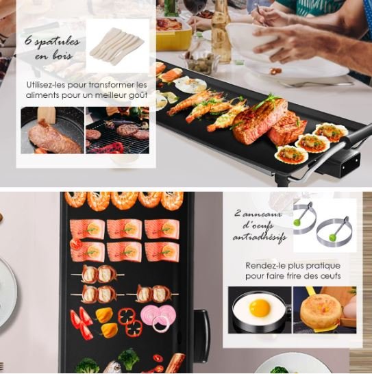 Non-stick Electric Griddle 1800W 230V 50HZ-Adjustable Thermostat 5 Levels