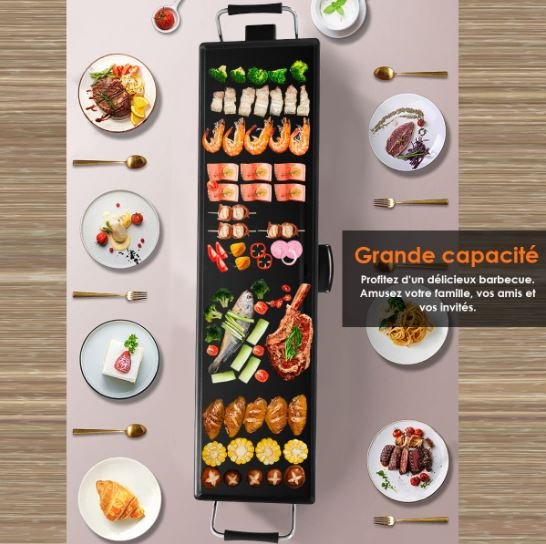 Non-stick Electric Griddle 1800W 230V 50HZ-Adjustable Thermostat 5 Levels