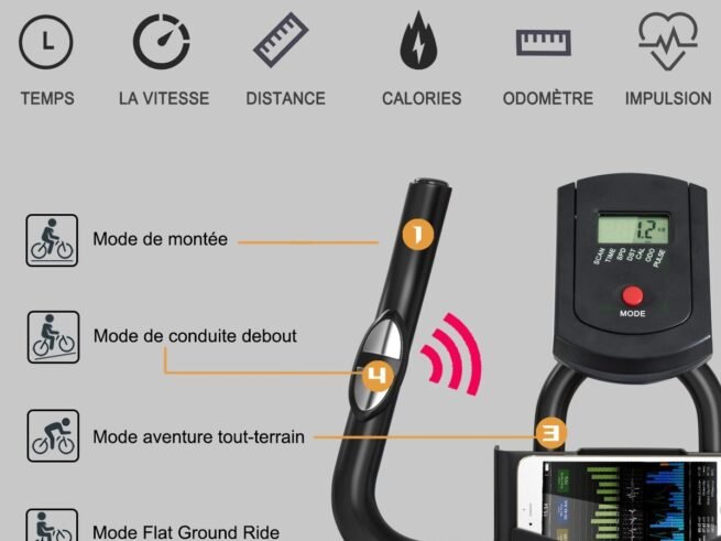 Quiet Exercise Bike with Steel Wheel and Handlebar 4 Positions