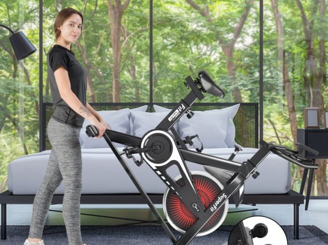 Quiet Exercise Bike with Steel Wheel and Handlebar 4 Positions