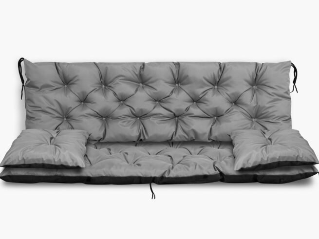 Garden Cushion 100x60x50 cm + 2 Swing Bench Cushions Waterproof Gray