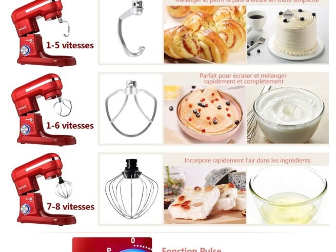 Food Processor Mixer 1300w 4.5L Stainless Steel Bowl 8 Adjustable Speeds