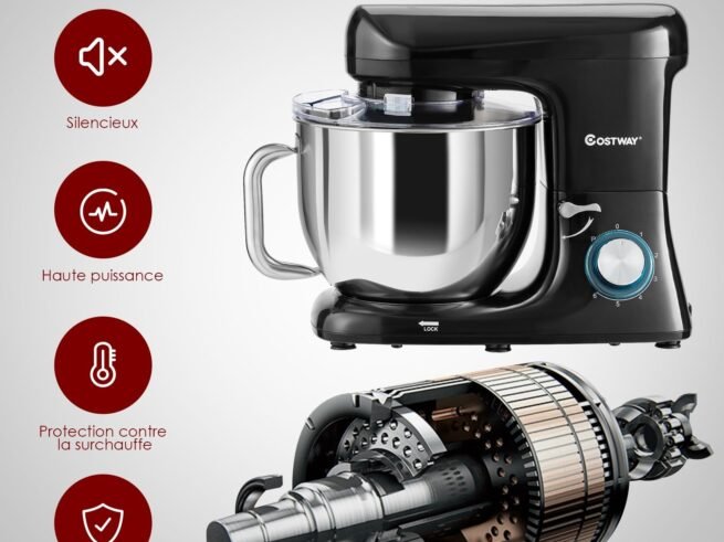 Food Processor Mixer 1400w 7L Stainless Steel Bowl 6 Adjustable Speeds